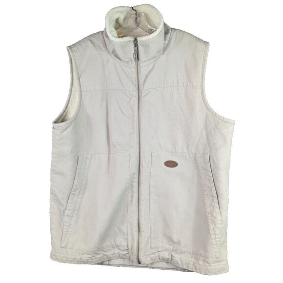 Backpacker‎ Men's Canvas Vest Sherpa Lined Beige Full Zip Cotton Winter Size L - Picture 1 of 9